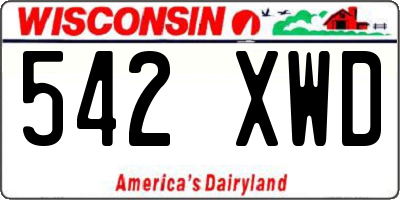 WI license plate 542XWD