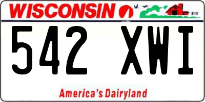 WI license plate 542XWI