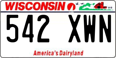 WI license plate 542XWN
