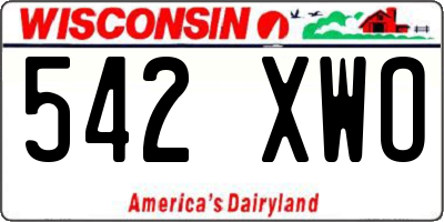 WI license plate 542XWO