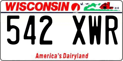 WI license plate 542XWR