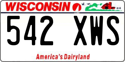 WI license plate 542XWS