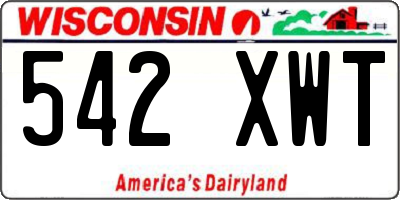 WI license plate 542XWT