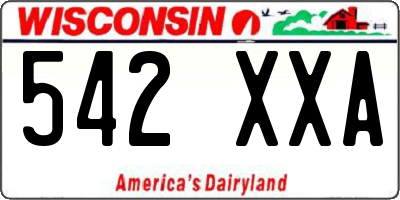 WI license plate 542XXA