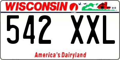 WI license plate 542XXL