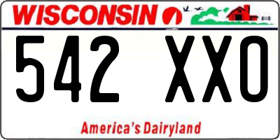 WI license plate 542XXO