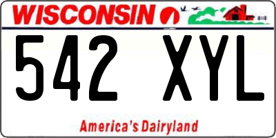 WI license plate 542XYL