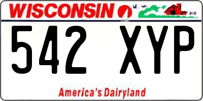 WI license plate 542XYP