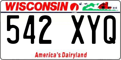 WI license plate 542XYQ