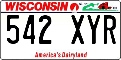 WI license plate 542XYR