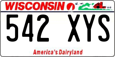 WI license plate 542XYS