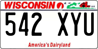 WI license plate 542XYU