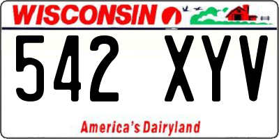WI license plate 542XYV