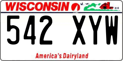 WI license plate 542XYW