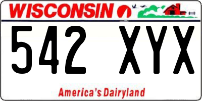WI license plate 542XYX