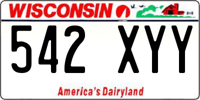 WI license plate 542XYY