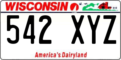 WI license plate 542XYZ