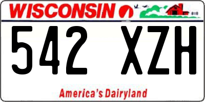WI license plate 542XZH