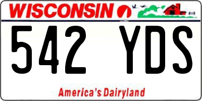 WI license plate 542YDS