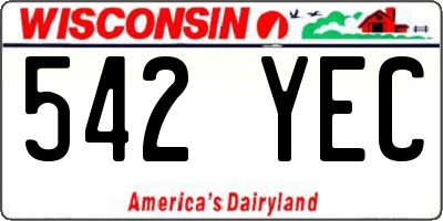 WI license plate 542YEC