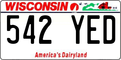 WI license plate 542YED