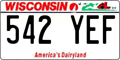 WI license plate 542YEF