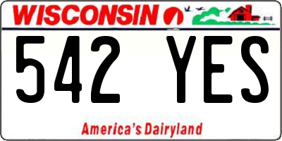 WI license plate 542YES