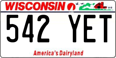 WI license plate 542YET