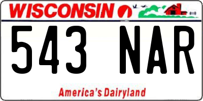 WI license plate 543NAR