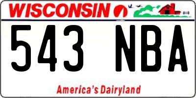 WI license plate 543NBA