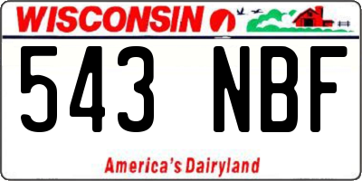 WI license plate 543NBF