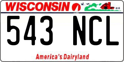 WI license plate 543NCL