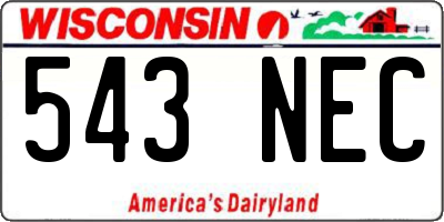 WI license plate 543NEC
