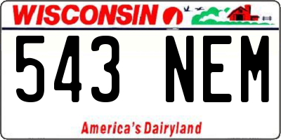 WI license plate 543NEM