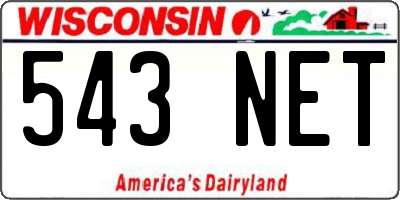 WI license plate 543NET