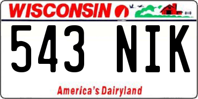 WI license plate 543NIK