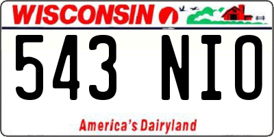 WI license plate 543NIO