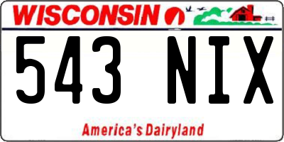 WI license plate 543NIX