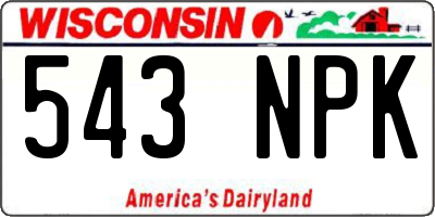 WI license plate 543NPK