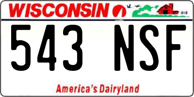 WI license plate 543NSF