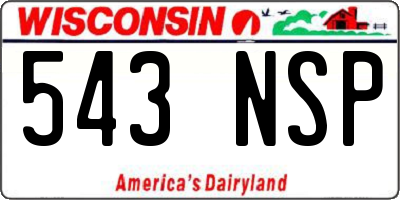 WI license plate 543NSP