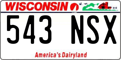 WI license plate 543NSX