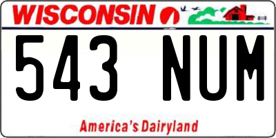 WI license plate 543NUM