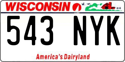 WI license plate 543NYK