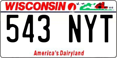 WI license plate 543NYT