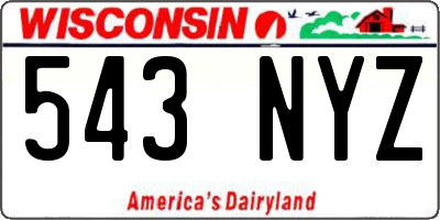 WI license plate 543NYZ