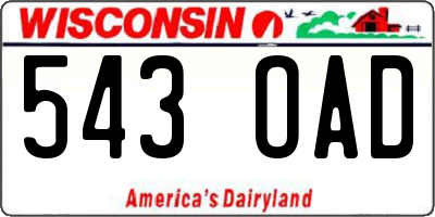 WI license plate 543OAD