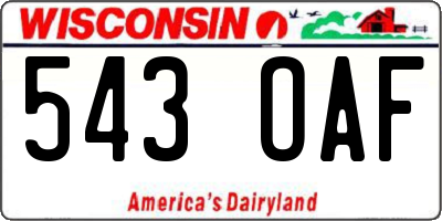 WI license plate 543OAF