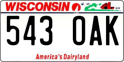 WI license plate 543OAK