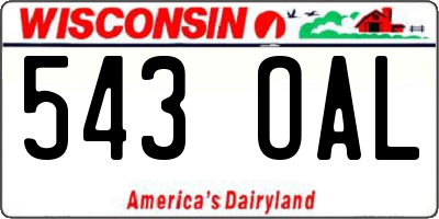 WI license plate 543OAL
